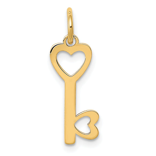 14k Yellow Gold 14K Polished Hearts Key Charm