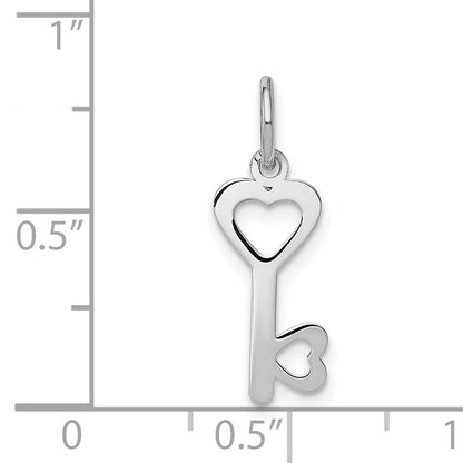 14k White Gold 14k White Gold Heart-Shaped Key and Lock Charm
