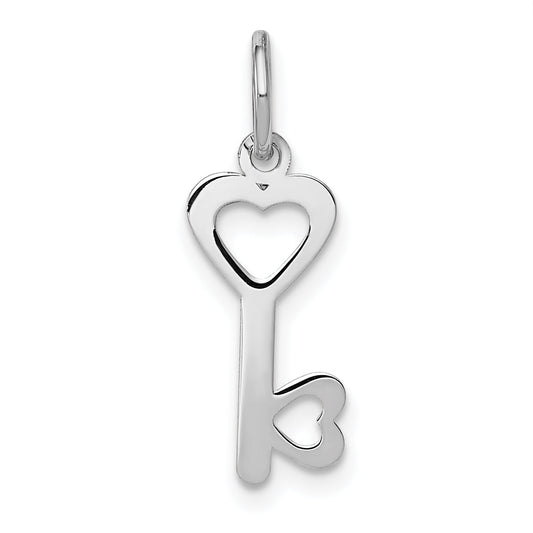 14k White Gold 14k White Gold Heart-Shaped Key and Lock Charm
