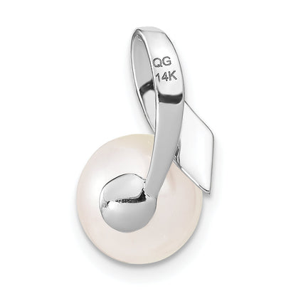 14k White Gold 14k White Gold 8-9mm Button FWC Pearl Satin Finish Pendant Slide