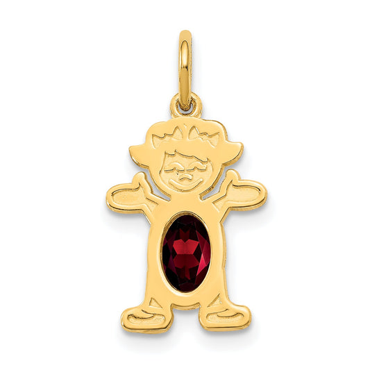 14k Yellow Gold 14K Girl 6x4 Oval Genuine Garnet-Jan