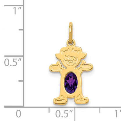 14k Yellow Gold 14K Girl 6x4 Oval Genuine Amethyst-February