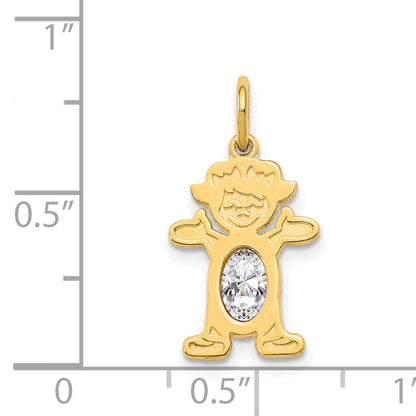 14k Yellow Gold 14K Girl 6x4 Oval Genuine White Topaz-April