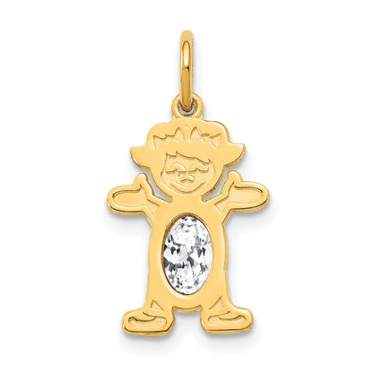 14k Yellow Gold 14K Girl 6x4 Oval Genuine White Topaz-April