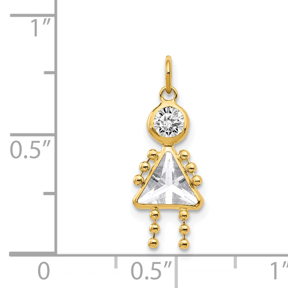 14k Yellow Gold 14k April Girl Birthstone Charm