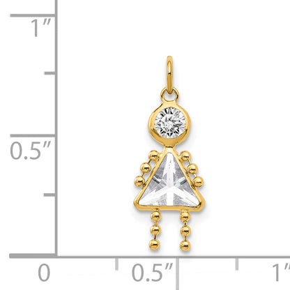 14k Yellow Gold 14k April Girl Birthstone Charm