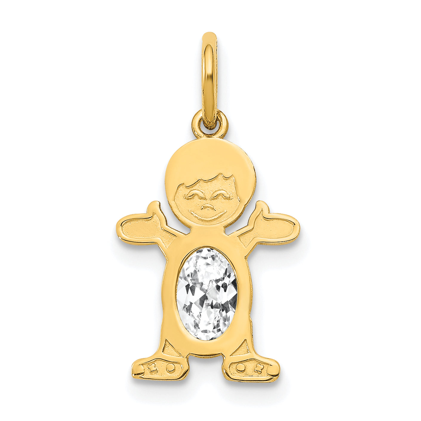 14k Yellow Gold 14K Boy 6x4 Oval Genuine White Topaz-April