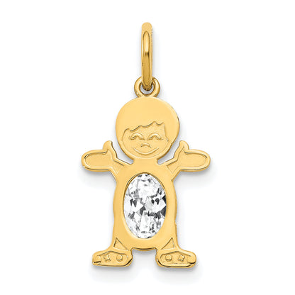 14k Yellow Gold 14K Boy 6x4 Oval Genuine White Topaz-April