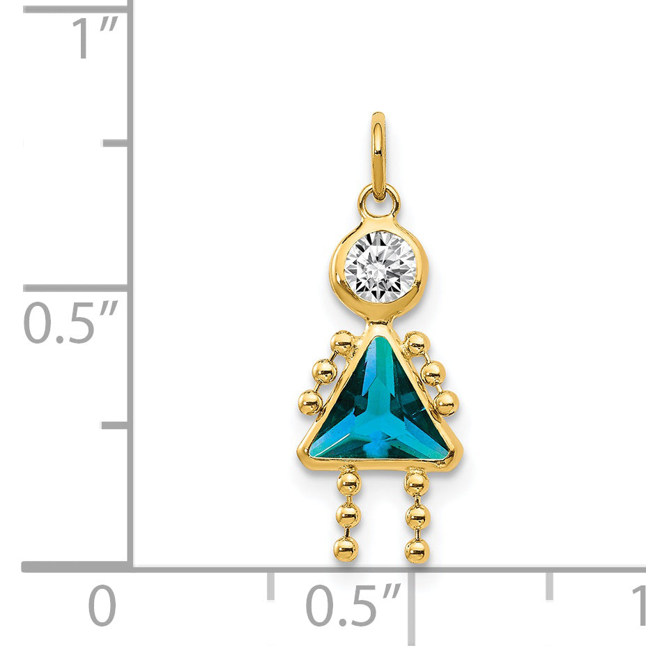 14k Yellow Gold 14k December Girl Birthstone Charm