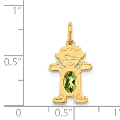 14k Yellow Gold 14K Girl 6x4 Oval Genuine Peridot-August