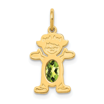 14k Yellow Gold 14K Girl 6x4 Oval Genuine Peridot-August