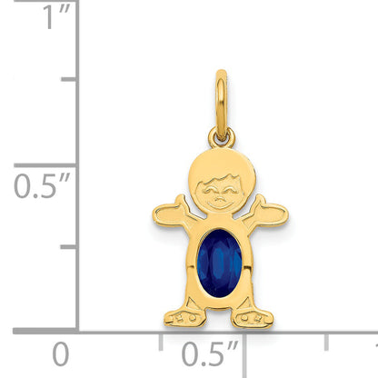 14k Yellow Gold 14K Boy 6x4 Oval Genuine Sapphire-September