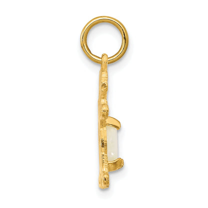 14k Yellow Gold 14K Girl 6x4 Oval Genuine Opal-October