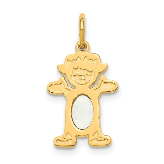 14k Yellow Gold 14K Girl 6x4 Oval Genuine Opal-October