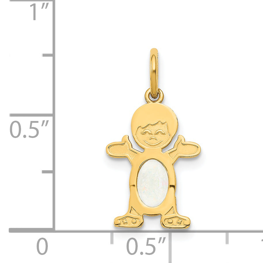 14k Yellow Gold 14K Boy 6x4 Oval Genuine Opal-October