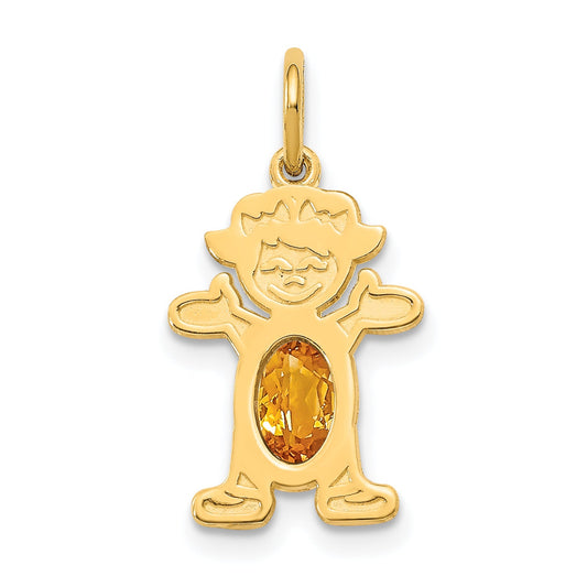 14k Yellow Gold 14K Girl 6x4 Oval Genuine Citrine-November