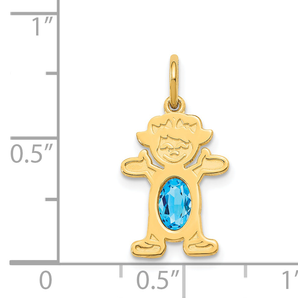 14k Yellow Gold 14K Girl 6x4 Oval Genuine Blue Topaz-December