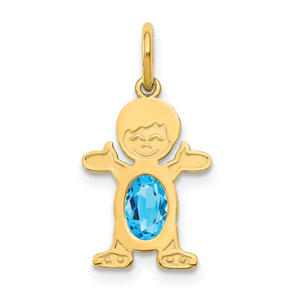 14k Yellow Gold 14K Boy 6x4 Oval Genuine Blue Topaz-December