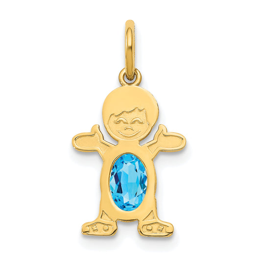 14k Yellow Gold 14K Boy 6x4 Oval Genuine Blue Topaz-December