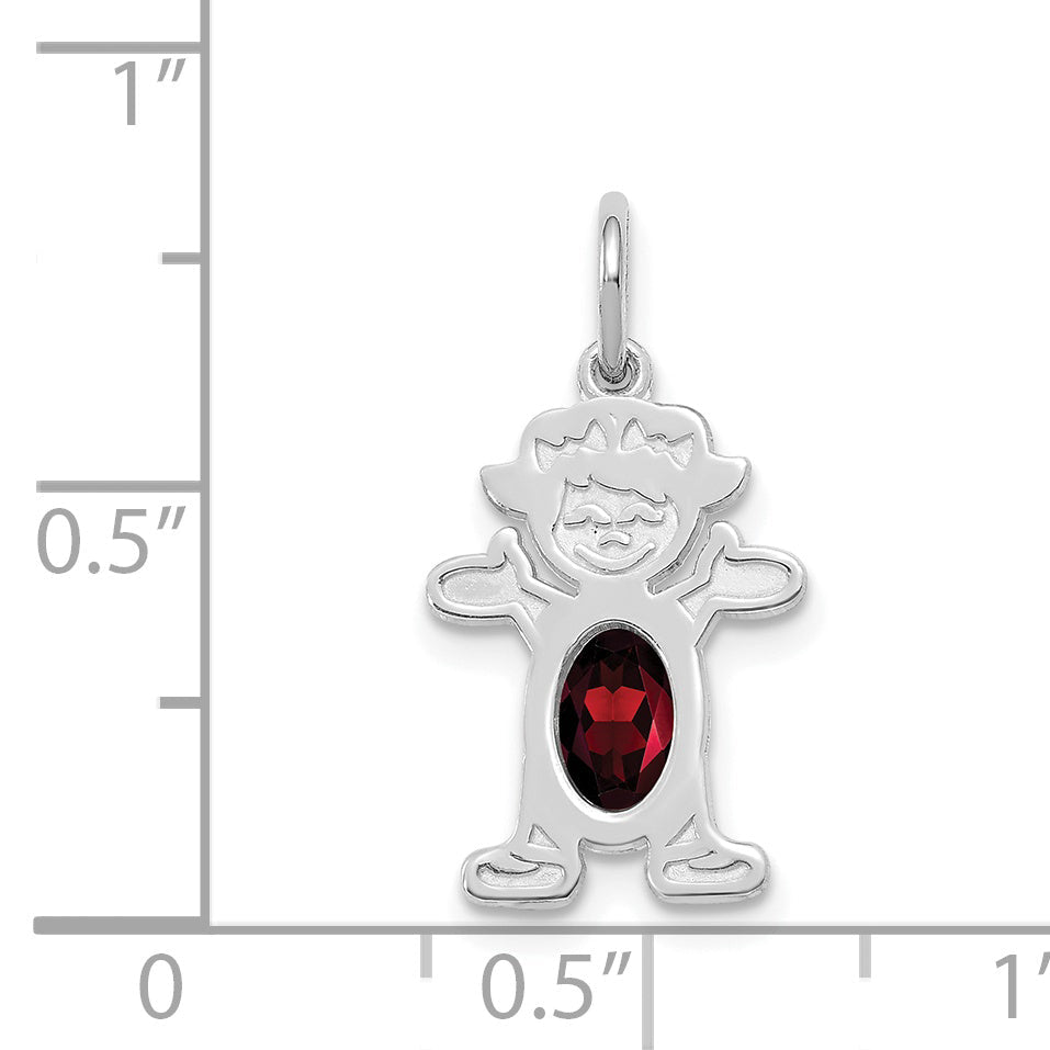 14k White Gold 14K White Gold Girl 6x4 Oval Genuine Garnet-January
