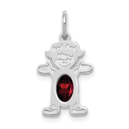 14k White Gold 14K White Gold Girl 6x4 Oval Genuine Garnet-January