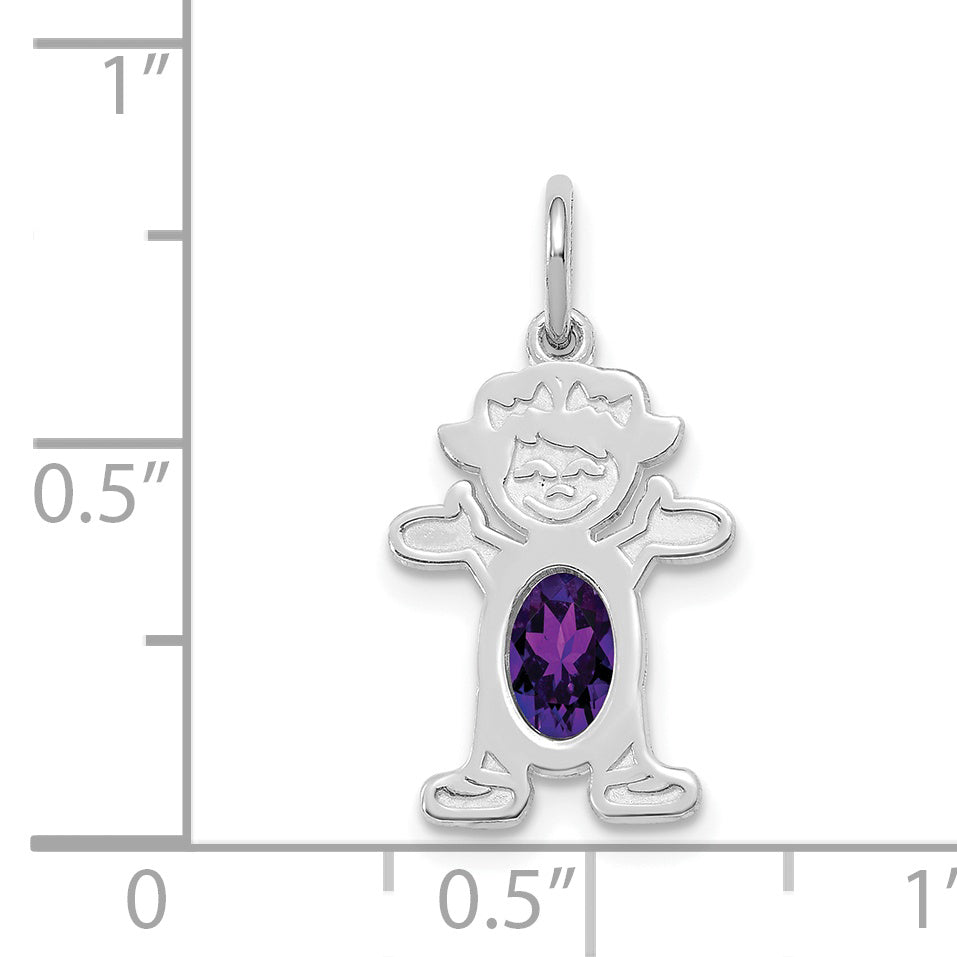 14k White Gold 14K White Gold Girl 6x4 Oval Genuine Amethyst-February