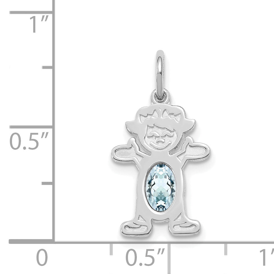 14k White Gold 14K White Gold Girl 6x4 Oval Genuine Aquamarine-March