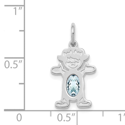14k White Gold 14K White Gold Girl 6x4 Oval Genuine Aquamarine-March