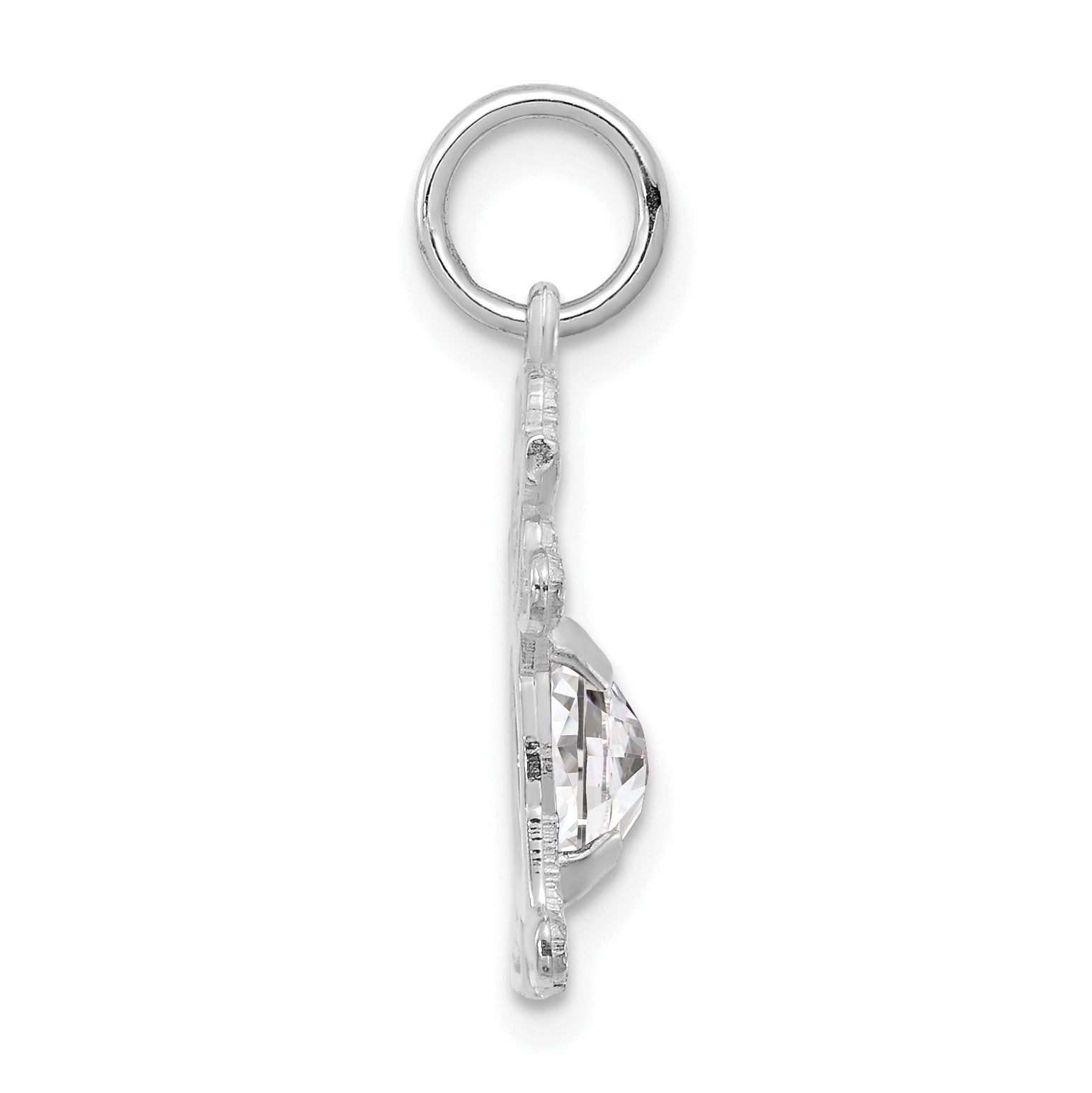 14k White Gold 14K White Gold Girl 6x4 Oval Genuine White Topaz-April