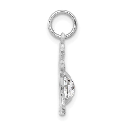 14k White Gold 14K White Gold Girl 6x4 Oval Genuine White Topaz-April