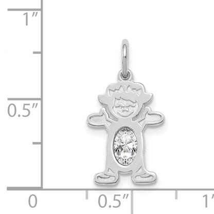 14k White Gold 14K White Gold Girl 6x4 Oval Genuine White Topaz-April