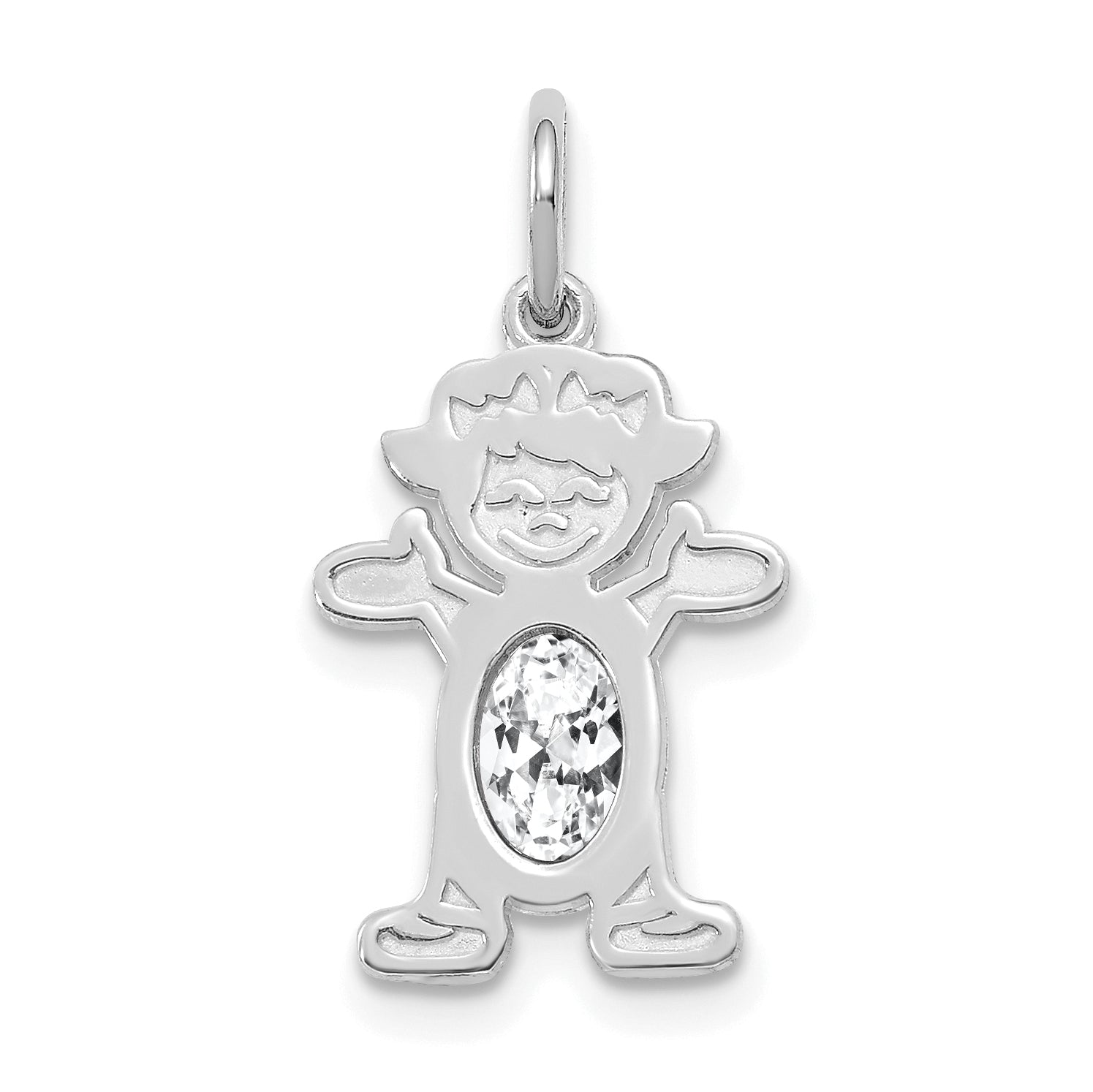 14k White Gold 14K White Gold Girl 6x4 Oval Genuine White Topaz-April