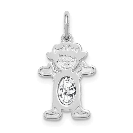 14k White Gold 14K White Gold Girl 6x4 Oval Genuine White Topaz-April