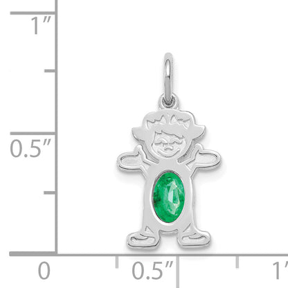 14k White Gold 14K White Gold Girl 6x4 Oval Genuine Emerald-May