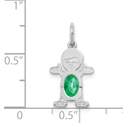 14k White Gold 14K White Gold Boy 6x4 Oval Genuine Emerald-May