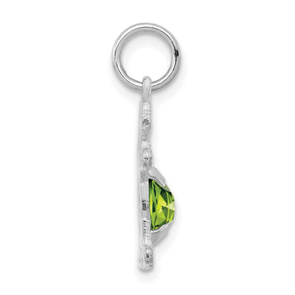 14k White Gold 14K White Gold Girl 6x4 Oval Genuine Peridot-August