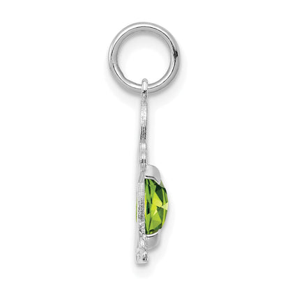 14k White Gold 14K White Gold Boy 6x4 Oval Genuine Peridot-August