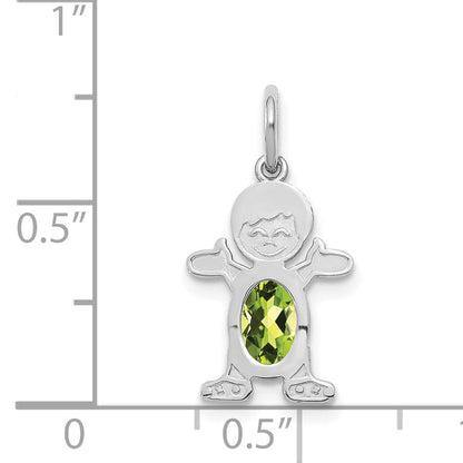 14k White Gold 14K White Gold Boy 6x4 Oval Genuine Peridot-August