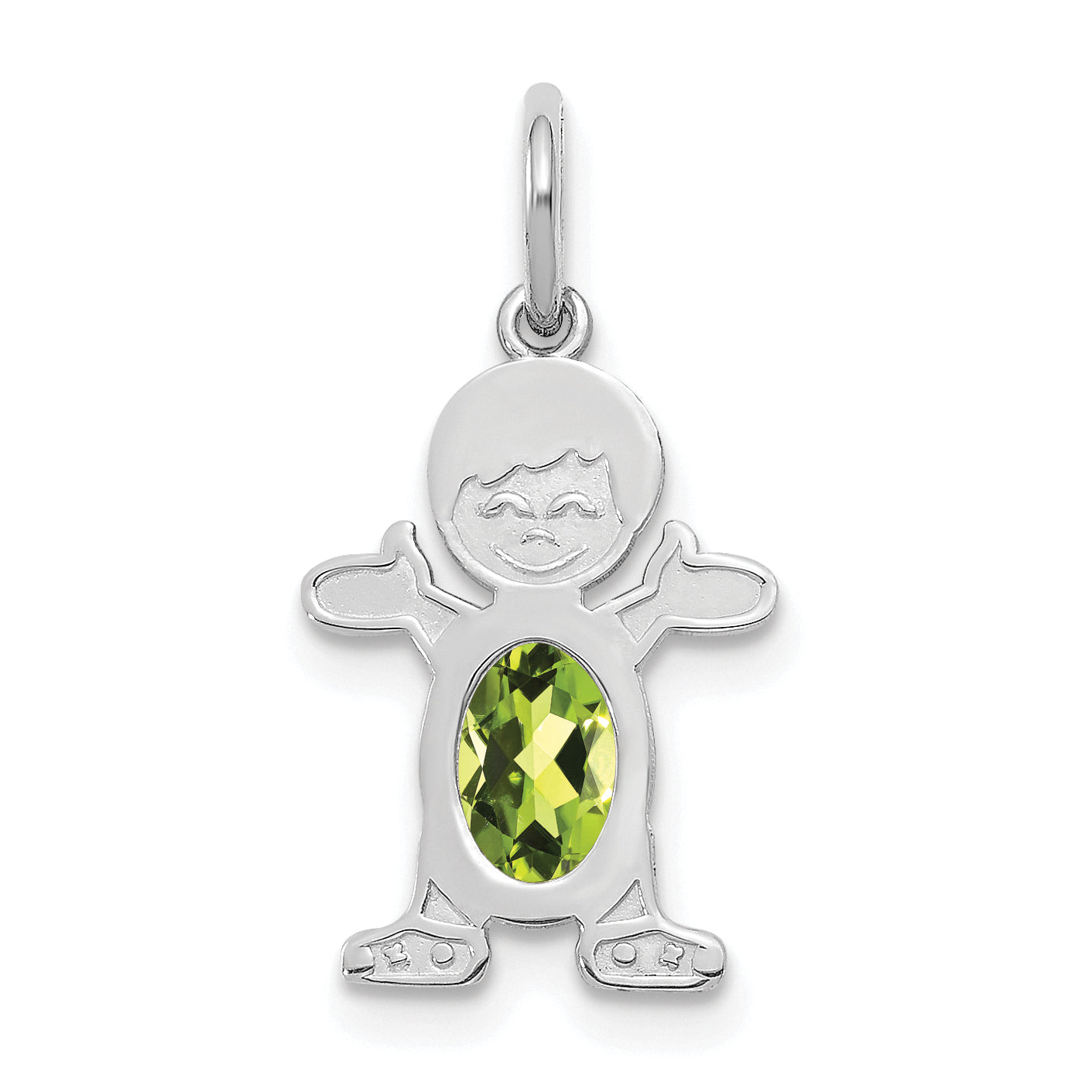 14k White Gold 14K White Gold Boy 6x4 Oval Genuine Peridot-August