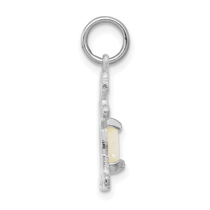 14k White Gold 14K White Gold Girl 6x4 Oval Genuine Opal-October