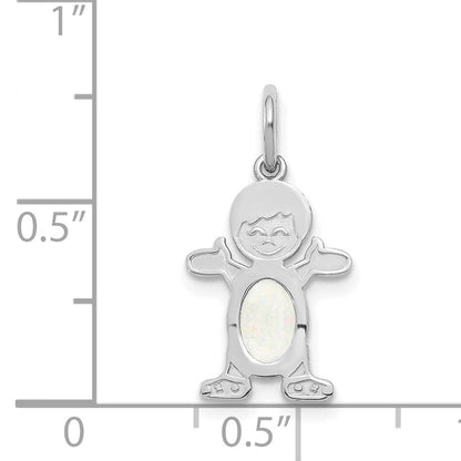 14k White Gold 14K White Gold Boy 6x4 Oval Genuine Opal-October