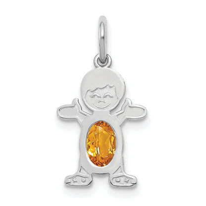 14k White Gold 14K White Gold Boy 6x4 Oval Genuine Citrine-November