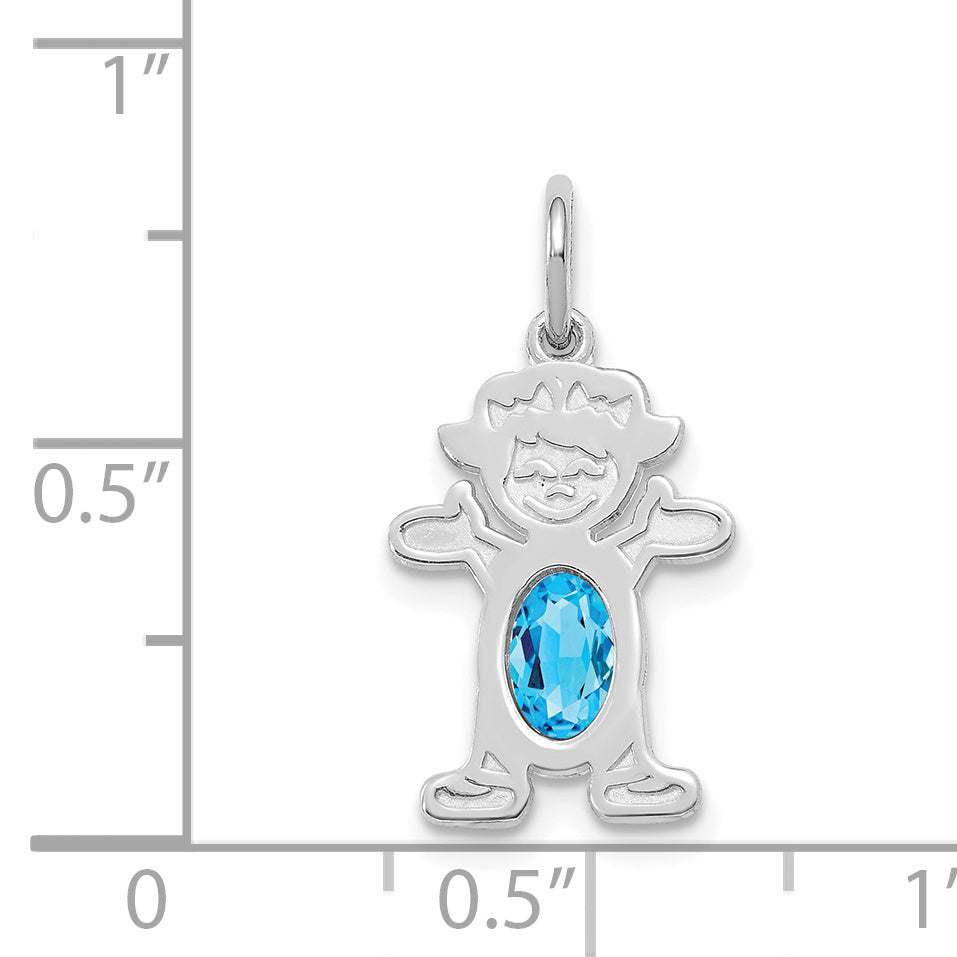 14k White Gold 14K White Gold Girl 6x4 Oval Genuine Blue Topaz-December