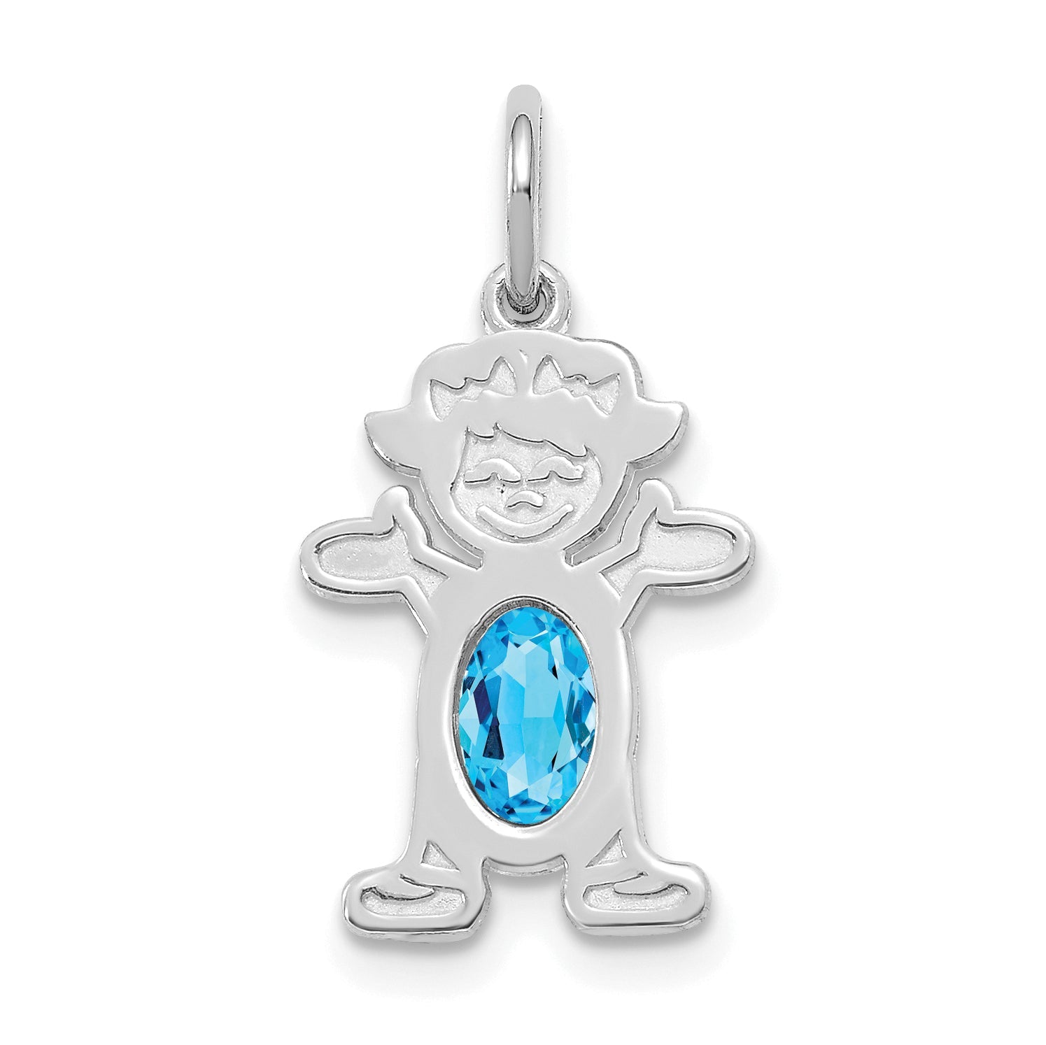 14k White Gold 14K White Gold Girl 6x4 Oval Genuine Blue Topaz-December