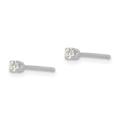 14K White Gold 2.25mm Cz Stud Earrings