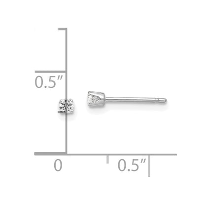 14K White Gold 2.25mm Cz Stud Earrings