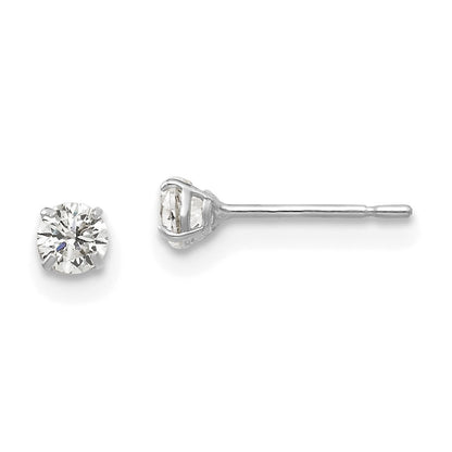 14K White Gold 3mm Round Cz Post Earrings