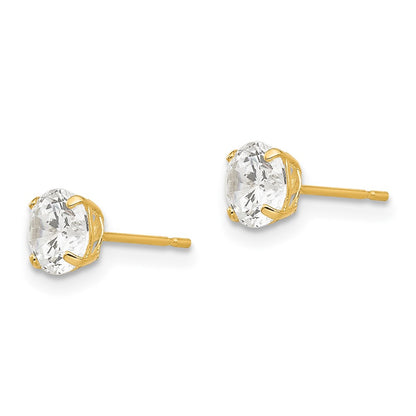 14K Yellow Gold 5mm Round Cz Post Earrings