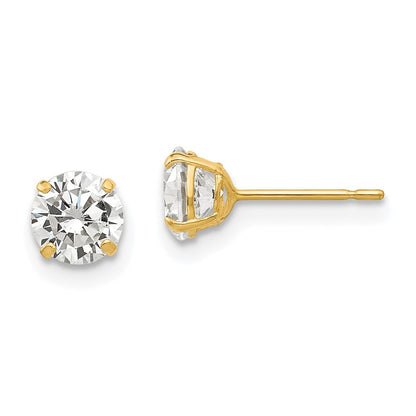 14K Yellow Gold 5mm Round Cz Post Earrings