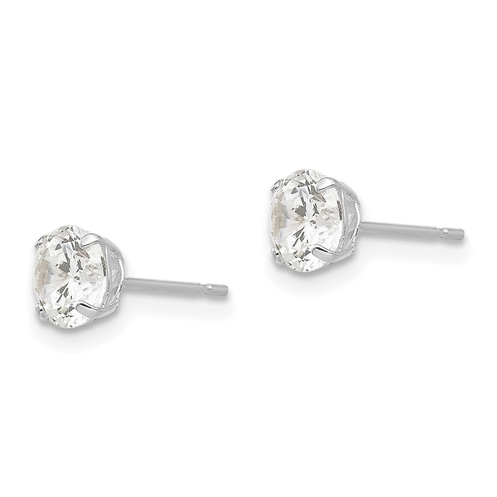 14K White Gold 5mm Round Cz Post Earrings